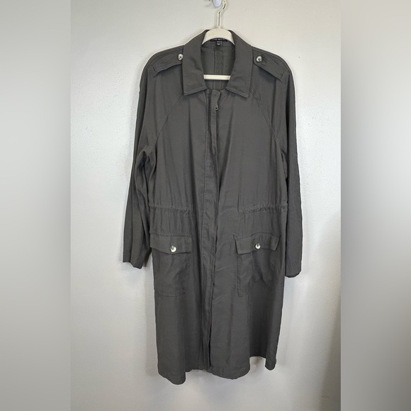 Lane Bryant Jackets & Blazers - Lane Bryant 14/16 1X Green Gray Long Utility Trench Jacket Outdoor Spring Fall